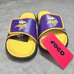 FOCO Minnesota Vikings Slides Sandals Size 7-8 Men,  New Logo No Box